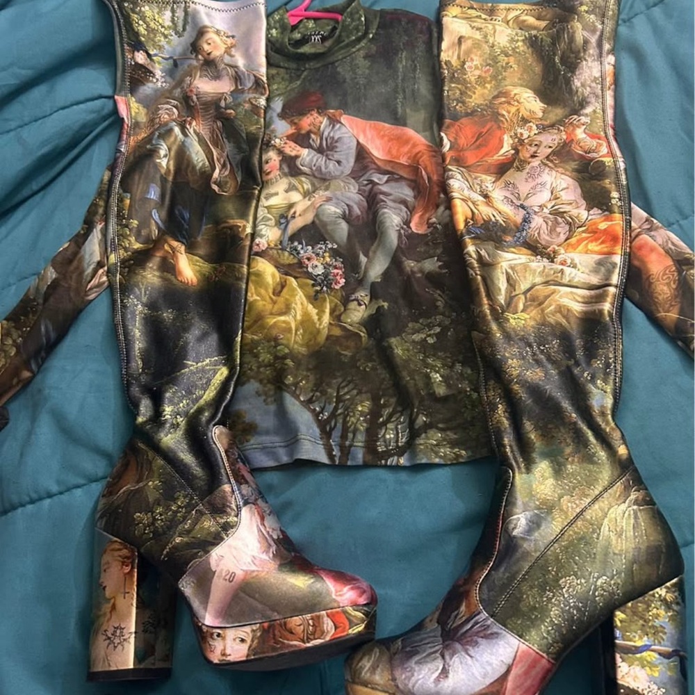 Dolls Kill  Heeled Boots & Matching Shirt